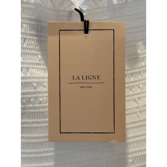 La Ligne Belle Smocked Cotton Poplin Midi Dress Women’s Sz M White MRSP $350 NWT - Picture 6 of 16